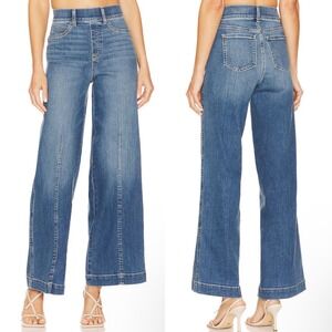 SPANX Seamed Front Wide Leg Jeans Large high rise pull-on tummy control stretch